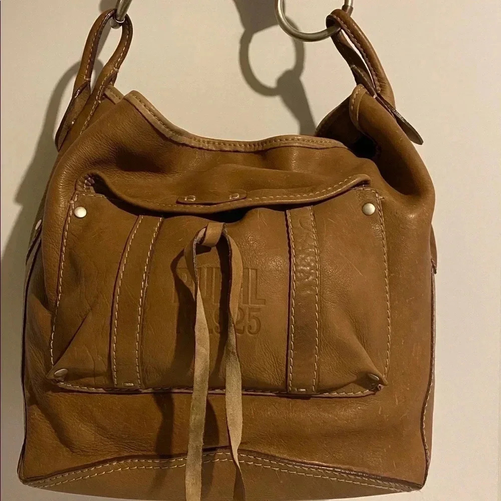 RUEHL no.925 brown distressed leather hobo bag